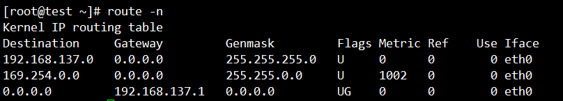执行命令 route -n 通过实例路由表查看网关
